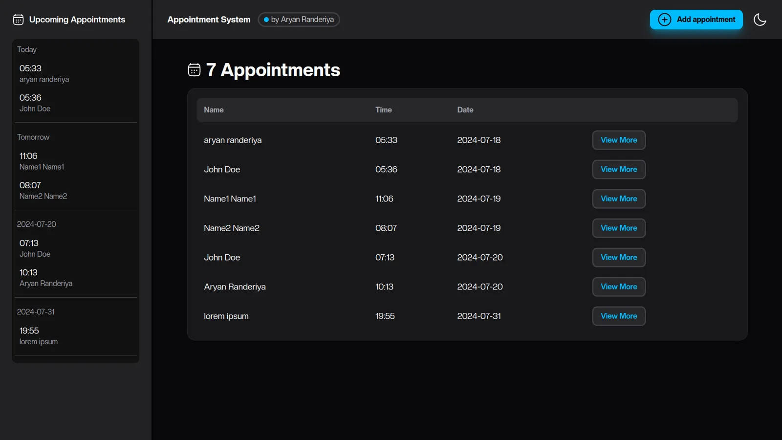 Appointment Management System