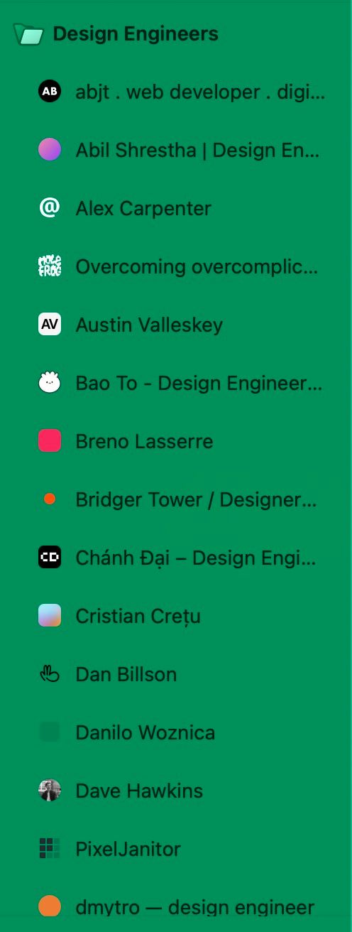 My collection of bookmarked design engineer portfolios